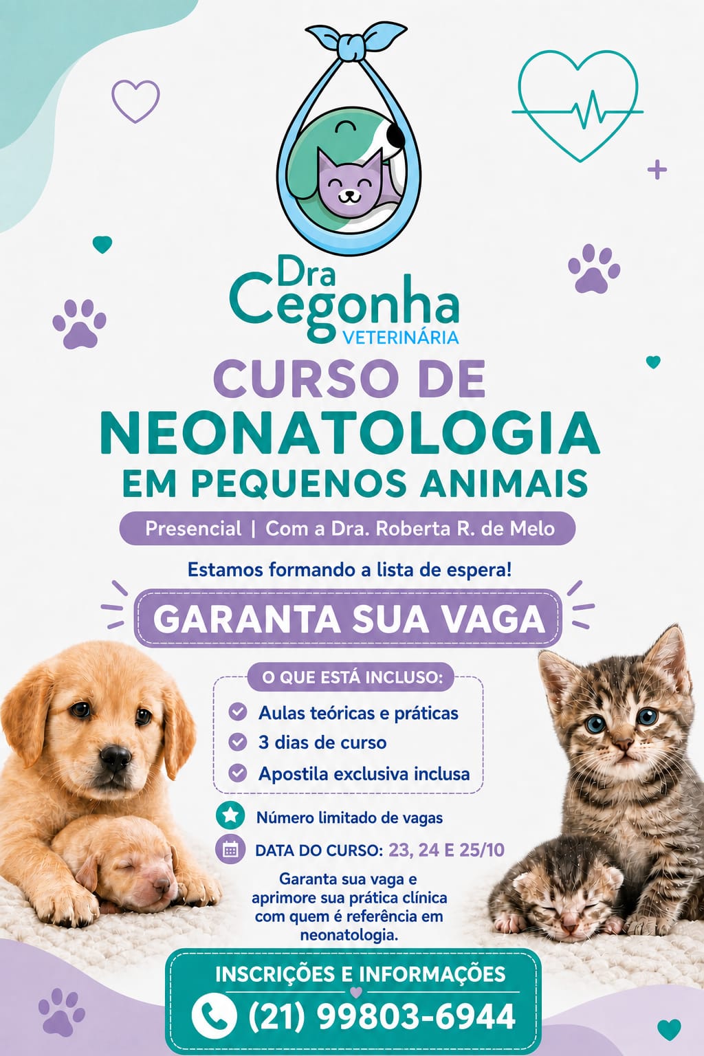 Panfleto do Curso de Neonatologia em Pequenos Animais